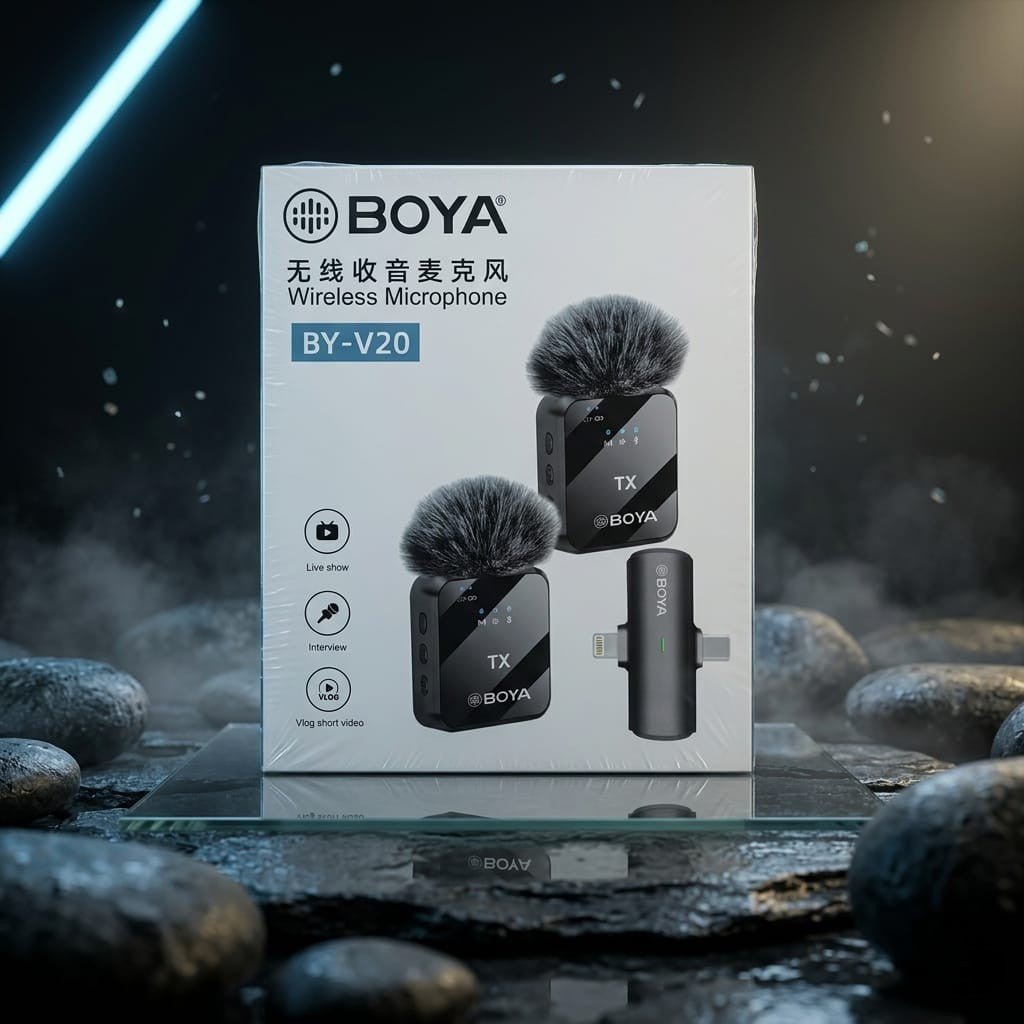BOYA BY-V20 Wireless Lavalier Microphone | Dual Transmitter for Type-C